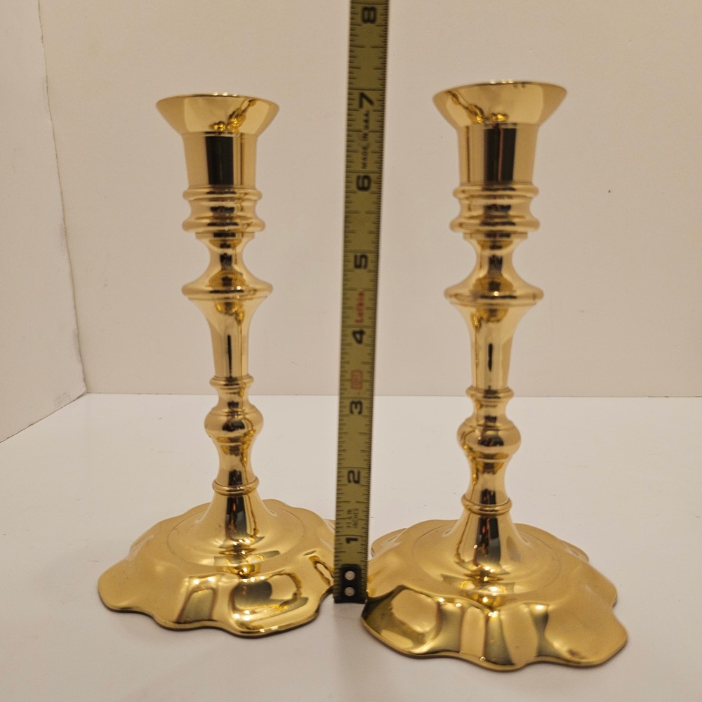 Baldwin Brass Historic Deerfield Collection Candlesticks Set of 2 Gold 7" VTG - Picture 4 of 6